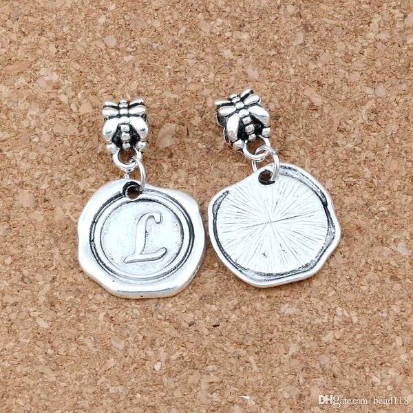 

50pcs/lots antique silver letter "l" alphabet initial charm bead for jewelry making necklace diy accessories 18x30.5mm a-466a, Bronze;silver