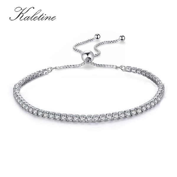 Braccialetti con ciondoli KALETINE per donna Bracciale in vero argento sterling 925 Rosa CZ Perline da tennis originali Link Gioielli da uomo Regolare la catena