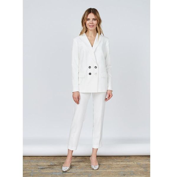 

women's suits & blazers pants suit white women business blazer female office uniform ladies winter formal double breasted 2 piece, White;black