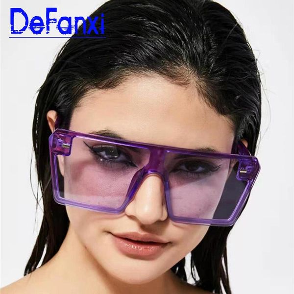 

square oversized sunglasses women personality sun protection goggles men one piece brand designer uv, White;black