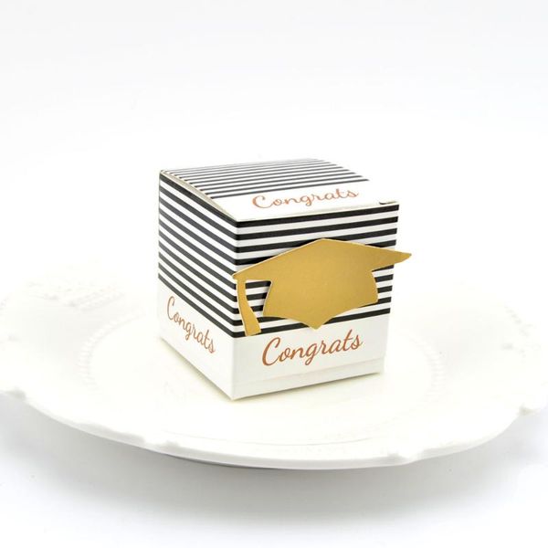 

gift wrap 20pcs graduation season candy boxes paper trencher cap pattern sugar containers style with cards ribbon