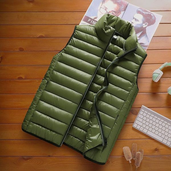 

men's vests men' sleeveless vest jackets mens winter fashion male cotton-padded coats men stand collar warm waistcoats clothing, Black;white