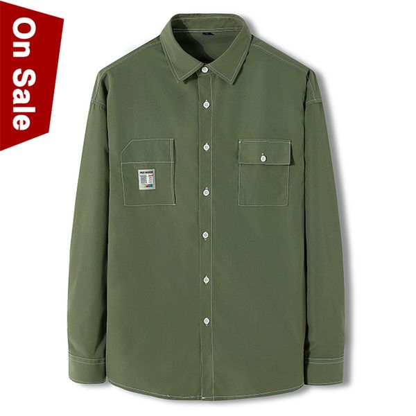 2021 Shirts Männer Frühling Langarm Weichen Retro Herren Casual Shirts Männlichen Sommer Mode Schwarz Khaki Armee Grün Nicht-eisen Tuch #7701