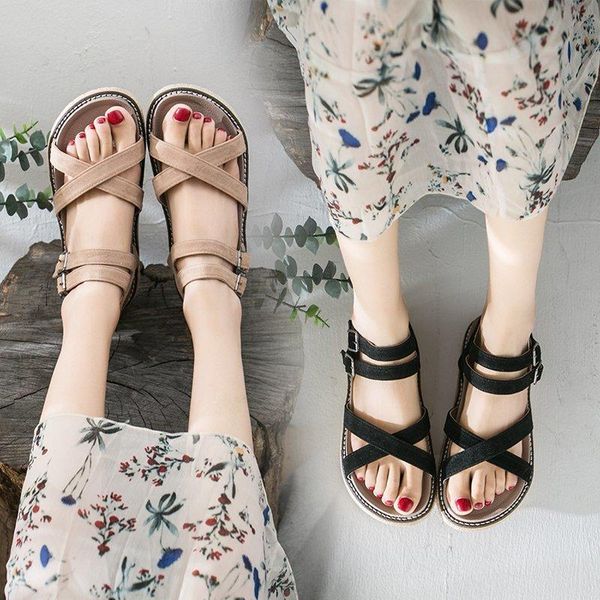 

girl summer shoes womens platform sandals 2021 solid black casual female rome flat shoe