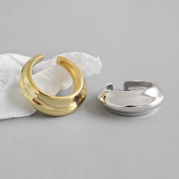 

sterling silver rings gold sliver disc geometric 925 wedding fine jewelry minimalist gift adjustable cluster, Golden;silver