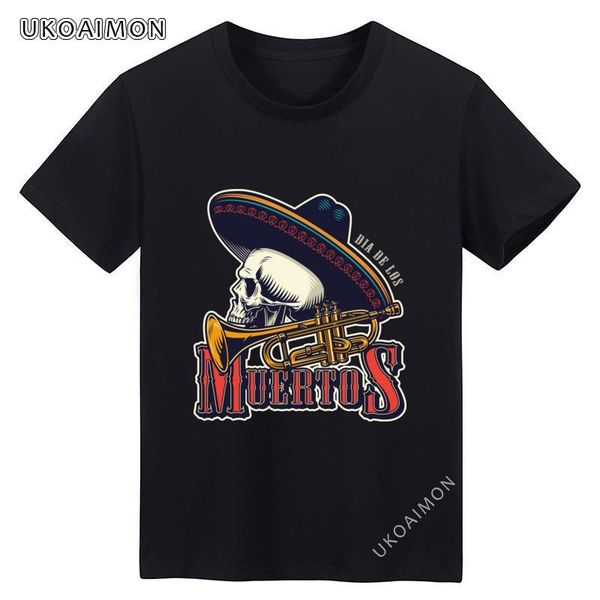 

men's t-shirts dia de los muertos skull short sleeve prevalent t-shirt leisure printing 100% cotton est tees cool faddish, White;black