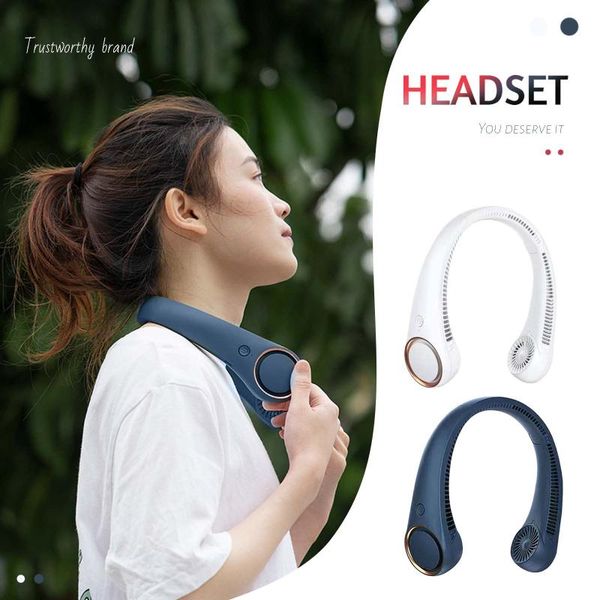 

electric fans neckband portable mini to leafless fan outdoor sport usb rechargeable 4000mah three-speed 360Â° surround summer fan#g3