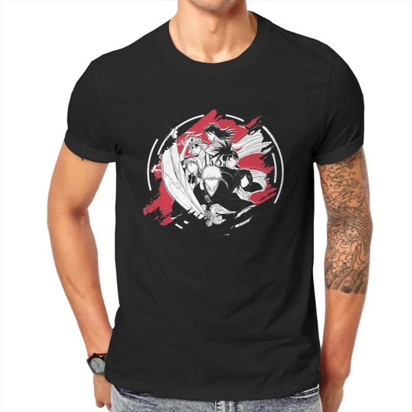 

men's t-shirts bleach manga bw active t shirt men ofertas loose crewneck tshirt cotton harajuku clothing, White;black