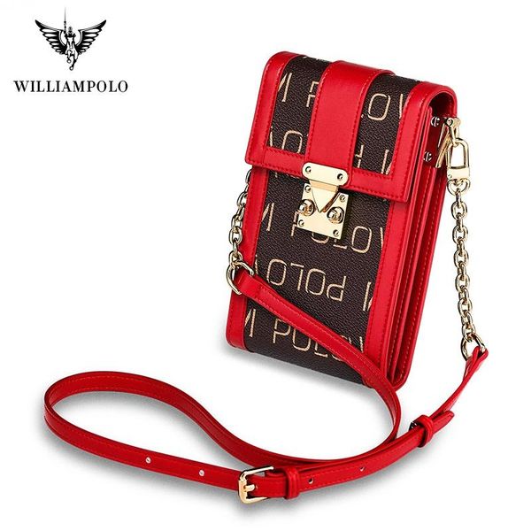 

wallets williampolo phone bag small messenger women wallte handbags wild wallet card coin shoulder casual, Red;black
