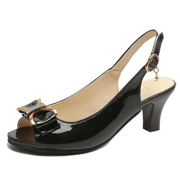 

sandals large size women's summer fashion women shoes casual fish mouth high-heel platform womens slippers slides, Black