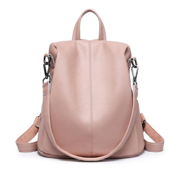 

outdoor bags ceossman school shoulder bag female anti-theft backpack classic pu leather solid color canta fashion