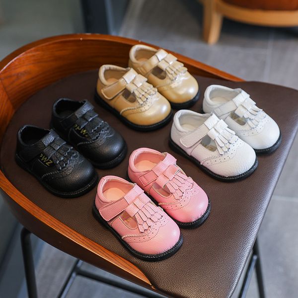 

infant shoes baby girls toddler shoes kids children comfortable non-slip soft bottom tassel genuine leather princess shoes, Black;grey