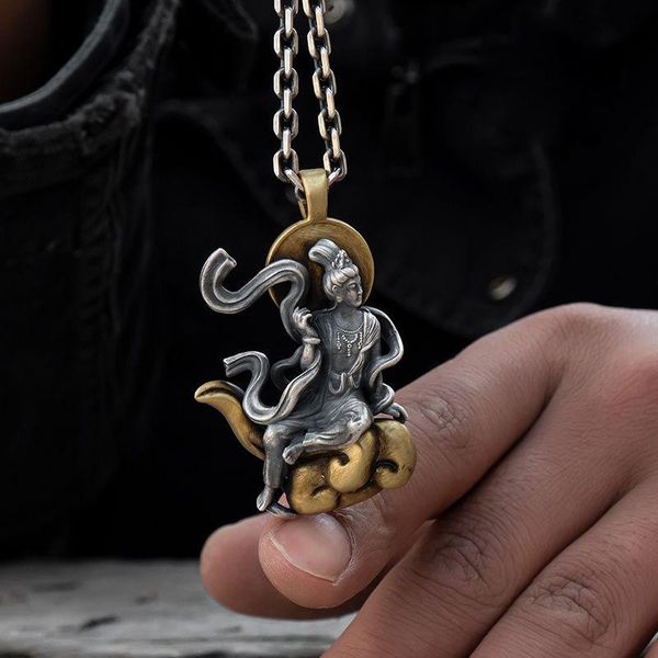 

chains retro pendant year of the ox buddha silver for men and women eight patron saints jewelry accessories