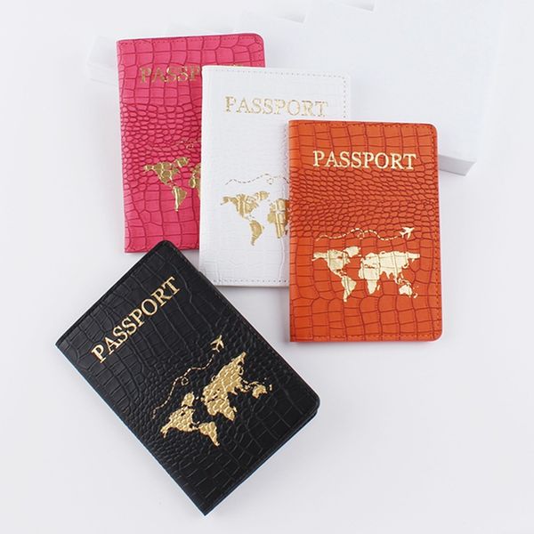 

100pcs card holder travel crocodile grainleather map prints passport cover mix color, Brown;gray
