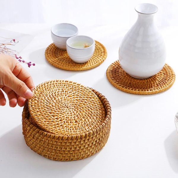 

mats & pads 1pc handmade coasters cup mug base plates insulated tea pot placemat 8cm-20cm drink crafts tableware dish