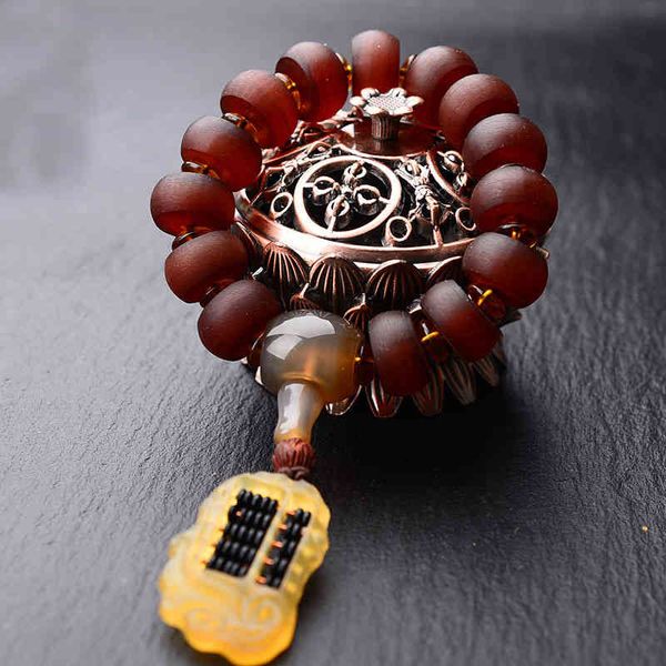 

chinese style products natural sheep horn bracelet tibetan blood full single ring with coconut shell abacus national