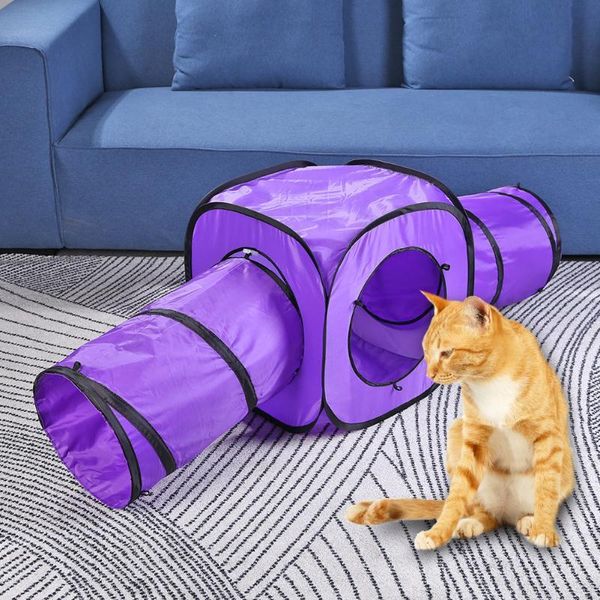 

cat toys foldable kitten tunnel tubes ring paper crinkle small pet training toy for animal play tube