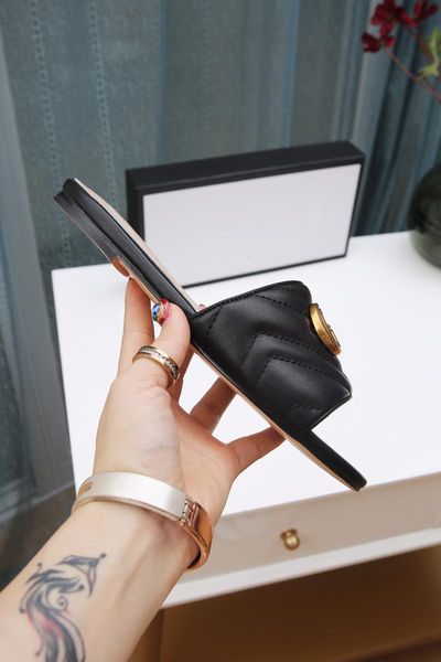 

slippers women real leather mules beach shoes round toe summer runway woman candy color flat sandals, Black