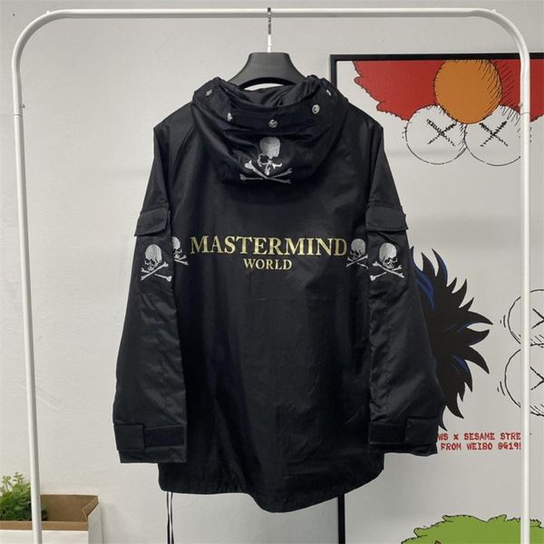 

men's trench coats hop brand hip mastermind japan skulls printing coat jacket women's windbreaker, Tan;black