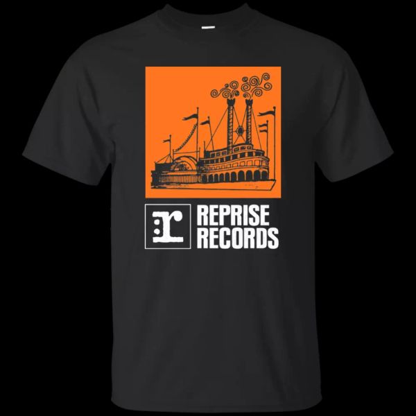

reprise records, riverboat, retro, record label, music, company, t-shirt, White;black
