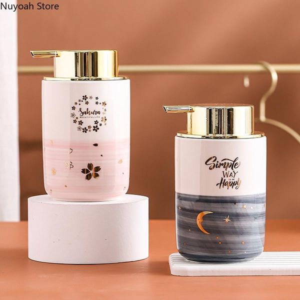 

light luxury ceramic foaming press bottle hand sanitizer bottling bathroom supplies shower gel shampoo accessories bath accessory set