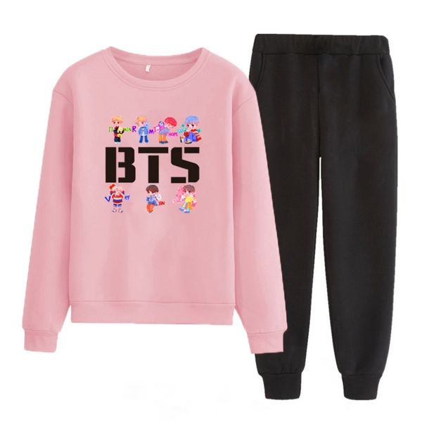 

hoodiescrew neck sweater two piece loose plush print, Black
