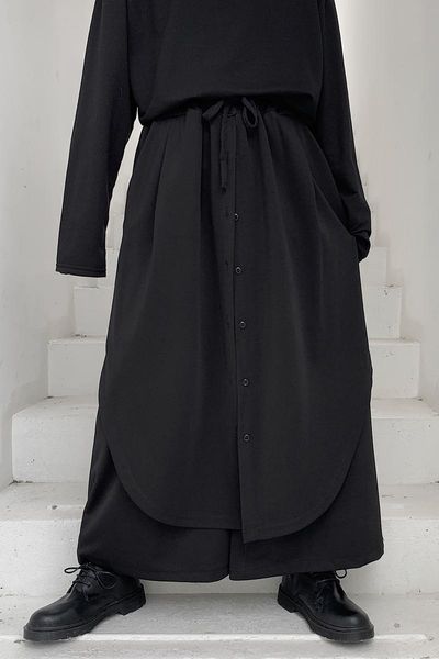 

pant casual pants loose legs this trend will see dark slacks department fake shorts two mountain models nine ha vb5s, Black