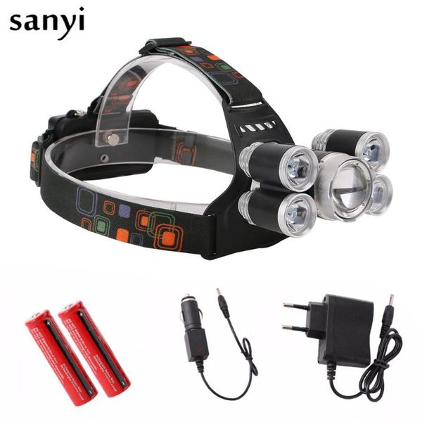 

t6+4*xpe led rechargeable head lamp 4 modes zoomable headlight headlamp torch 18650 battery powered waterproof for hiking headlamps