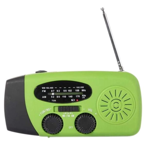 

radio solar hand-cranked multi-band am/fm/wb weather with light for camping, survival, travel, emergency