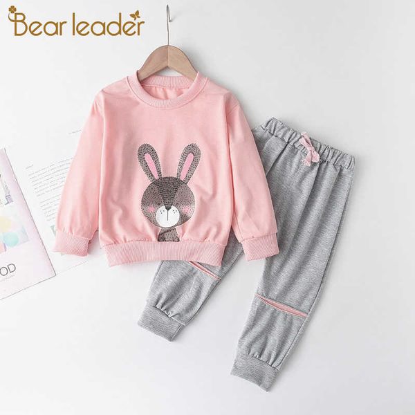 Bärenführer Mädchen Casual Kleidung Sets Herbst Frühling Mädchen Cartoon Bunny Print Outfits Kinder Nette Trainingsanzug Kinder Kleidung 210708