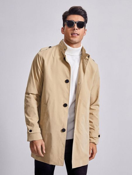 

men strap cuff single breasted trench coat z3hw#, Black;brown