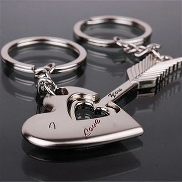 

10 pair couple key to arrow of cupid keychain valentine's day favors and gifts souvenirs wedding event & party supplies, Slivery;golden