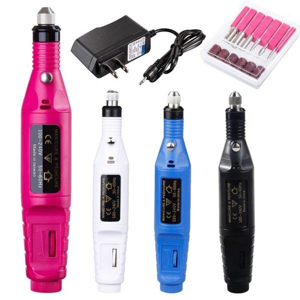 

set 6 bits professional electric nail file drill polishing manicure machine and skin remover art pen pedicure tools1, Silver
