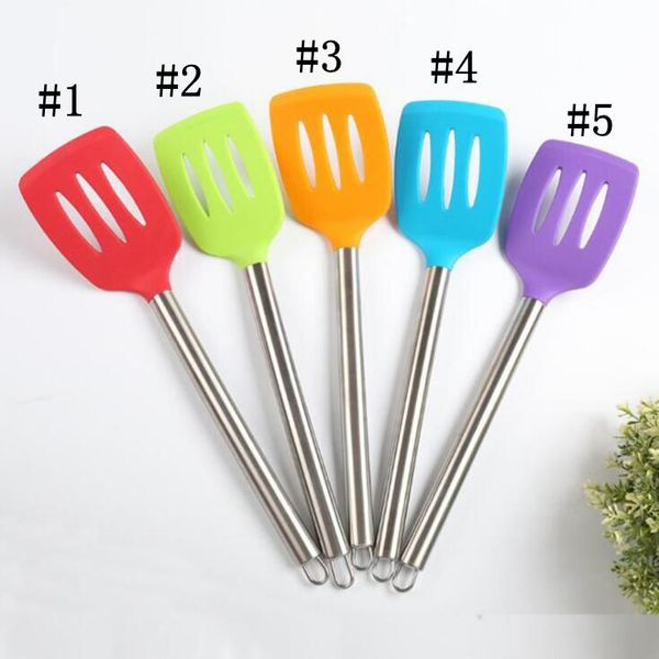 

silicone stainless steel spatula slotted silicone spatula not sticky pot heat resistant shovel cooking utensils hollow handle gge2087