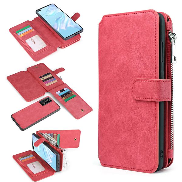 

cross-border wallet sale applicable new huawei p40pro type mobile se multi-function case nova6 to phone flip leather case kcddj, Red;black