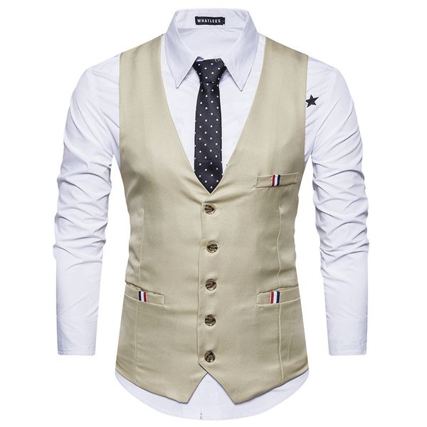 

fashion vest trend british style men's suit multi pocket business casual v-neck m24, Black;white
