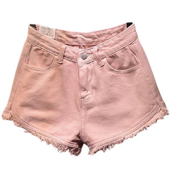 

women's jeans summer pink high waist denim shorts women fashion solid color loose hair burr womens casual ladies short pants okkj, Blue