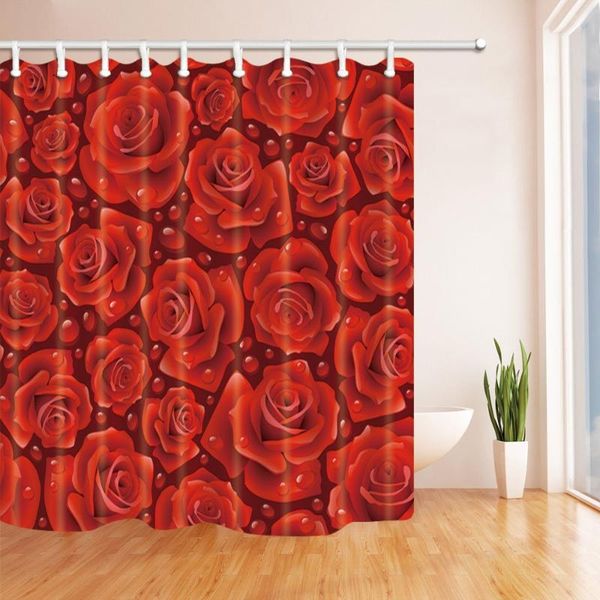 

shower curtains flower rose curtain lovely beautiful elegant red roses transparent dew bathroom waterproof