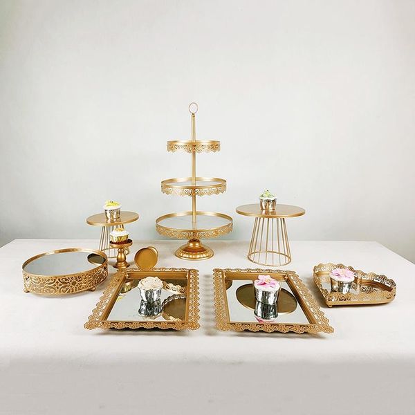 

other bakeware 4-17pcs cake stand round cupcake stands metal dessert display stands, gold