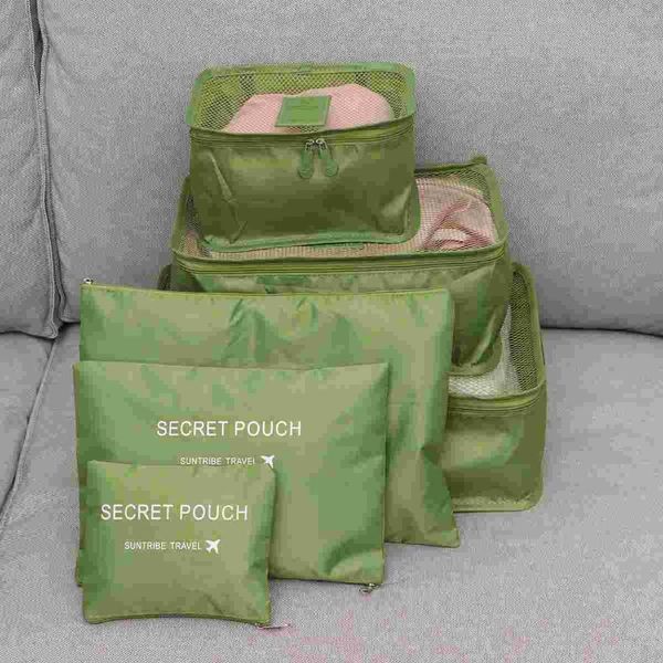 

storage bags 6pcs waterproof travel clothes packing cube luggage organizer pouch (green)