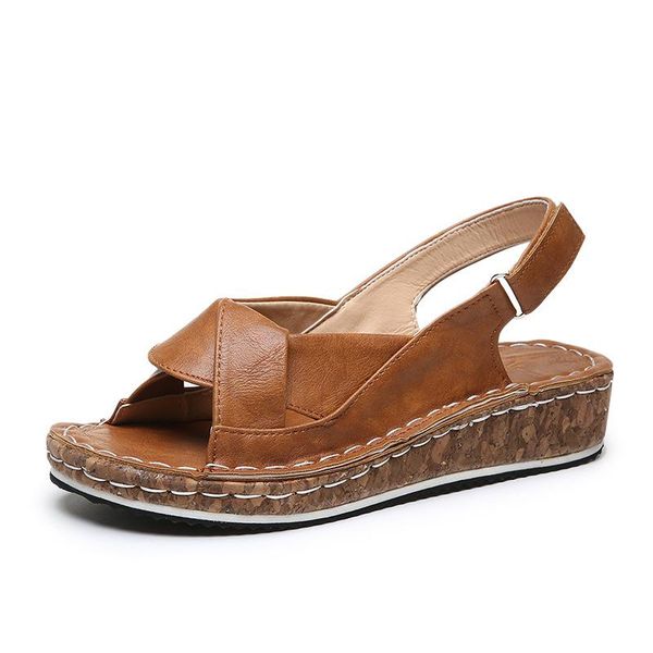 

summer style women's fish mouth sandals thick sole slope heel large size, Black