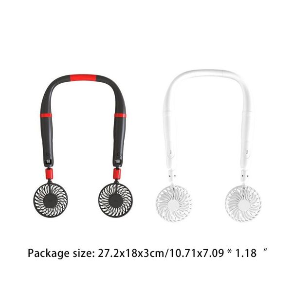 

electric fans portable hanging neck fan dual 2000mah led light hands usb rechargeable personal wearable handheld