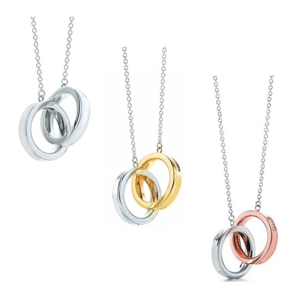 

chains 1:1ff 925 sterling silver fashion double ring necklace jewelry original design lettering craft