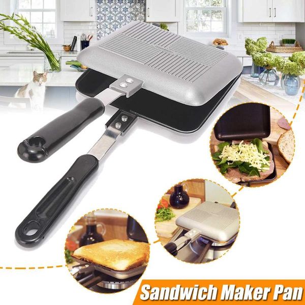 

bread makers non-stick camping sandwich maker easy clean stainless loaf pan mold waffle fry toaster