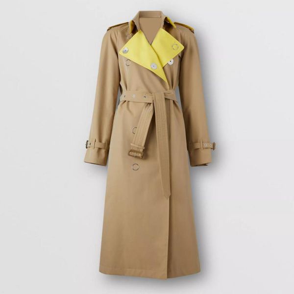 

women's trench coats long classic windbreaker waterproof british high-end english style autumn winter gabadian solid color size coat g6, Tan;black