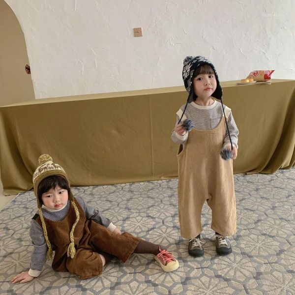 

jumpsuits girls boys baby's kids overalls long pants 2021 spring autumn toddler cotton corduroy outdoor trousers children's clothi, Blue