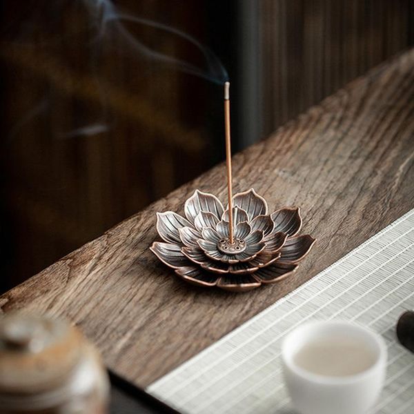 

fragrance lamps 1pc alloy incense holder lotus stick burner and cone temples yoga studios home decoration accessories