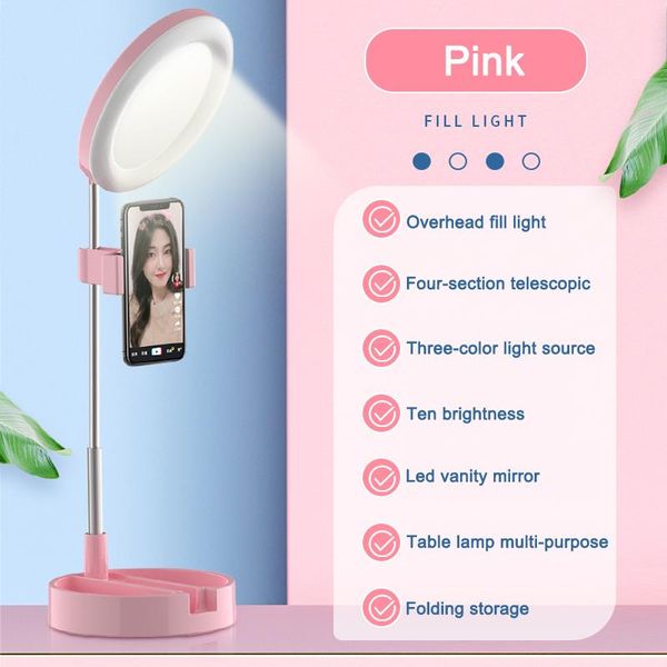

cell phone mounts & holders po studio video mini desktable led ring light pography dimmable makeup lamp qjy99