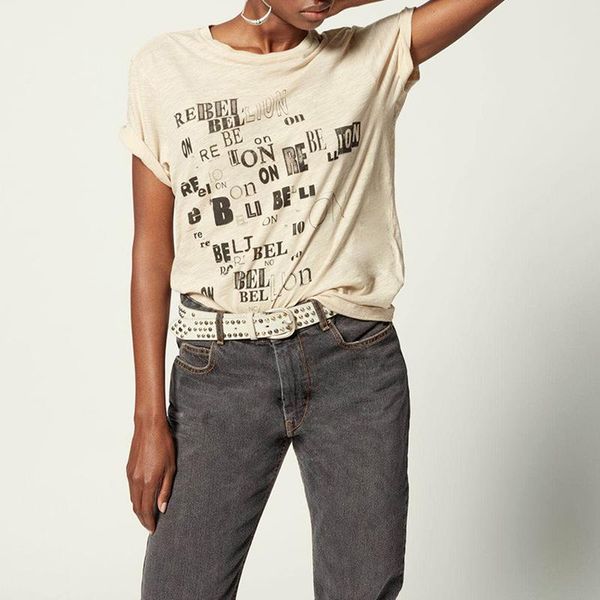 

women's t-shirt 2021 printed cotton tee pullover short-sleeved slim-fit street hipster round neck, White