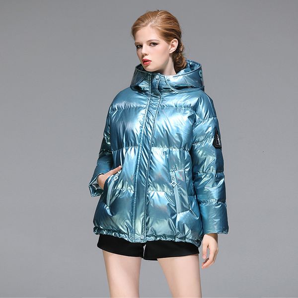 

down jacket 2021 winter fashion korean version bright face loose thickened 90 white duck women's short coat, Black